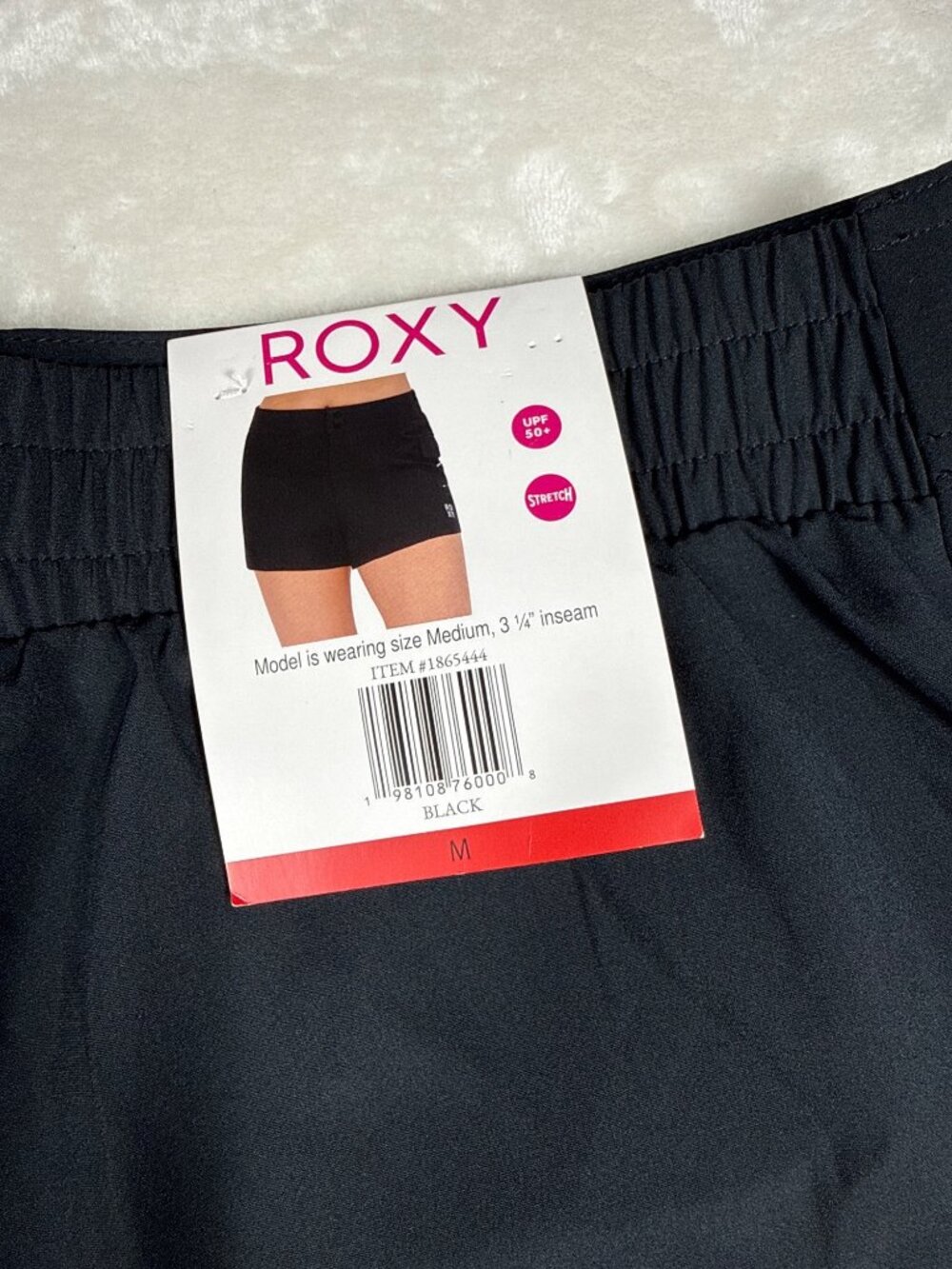 Roxy Womens Black Stretch Swim Boardshorts With UPF 50+ Size Medium 3 1/4-Inch I - Picture 7 of 8